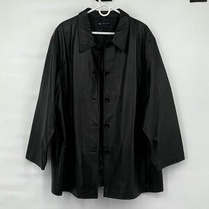 Junonia black leather trench jacket